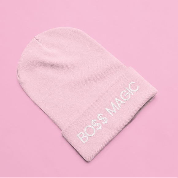 “BO$$ Magic” Pink Knit Beanie - Picture 1 of 1